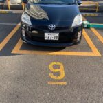 駐車場に駐車する車
